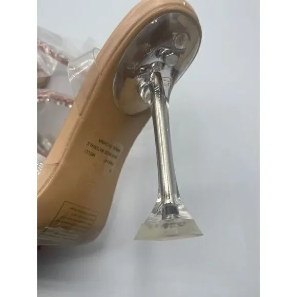 Cape Robbin Melli Nude Clear sandal Heel Women's Size 8 - Picture 3 of 6